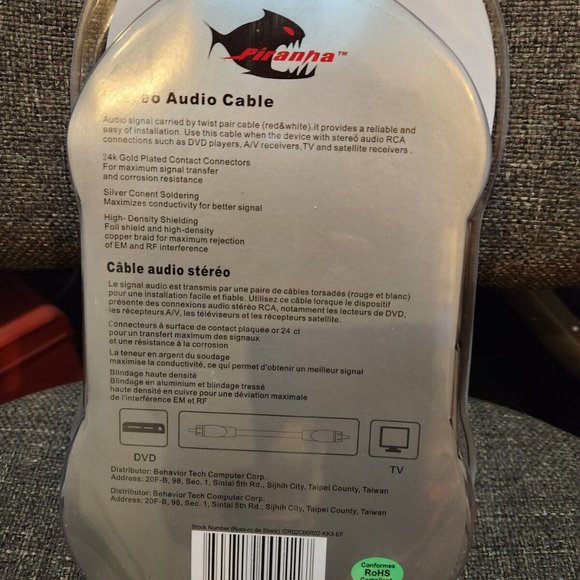 Piranha 6' Stereo Audio Cable High Performance PR-F001 24k Gold - Picture 2 of 5